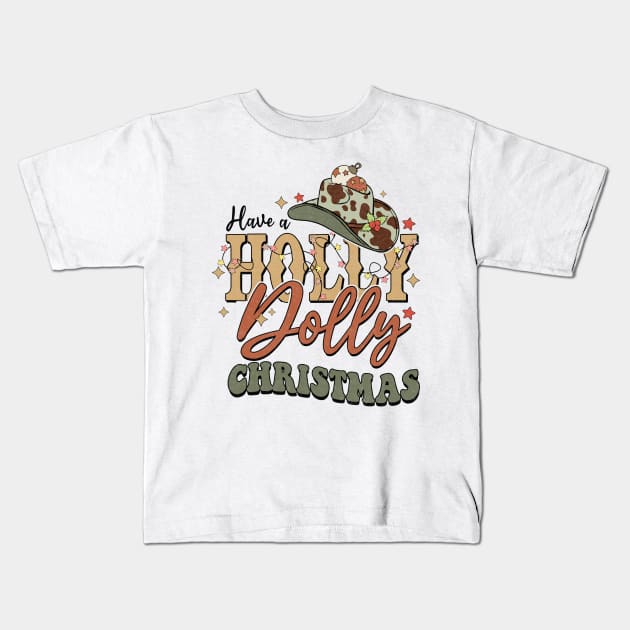 have a holly jolly christmas cowboy Kids T-Shirt by Mitsue Kersting